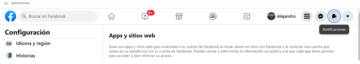 Apps y sitios web en Facebook
